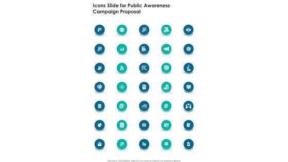 Icons Slide For Public Awareness Campaign Proposal One Pager Sample Example Document