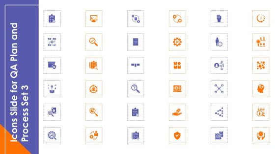 Icons Slide For QA Plan And Process Set 3 Sample PDF