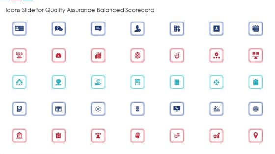 Icons Slide For Quality Assurance Balanced Scorecard Guidelines PDF