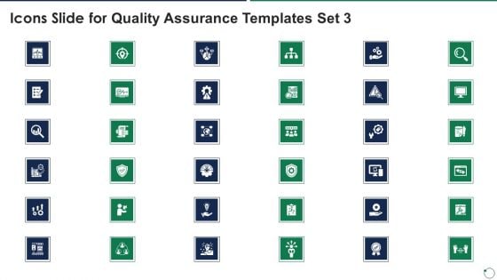 Icons Slide For Quality Assurance Templates Set 3 Demonstration PDF