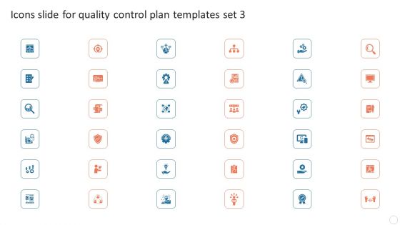 Icons Slide For Quality Control Plan Templates Set 3 Summary PDF