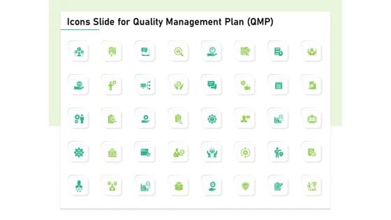 Icons Slide For Quality Management Plan QMP Ppt Show Files PDF