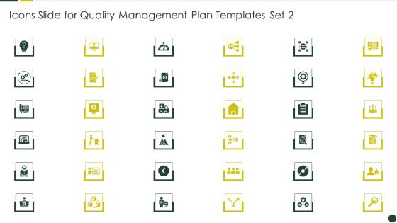 Icons Slide For Quality Management Plan Templates Set 2 Graphics PDF