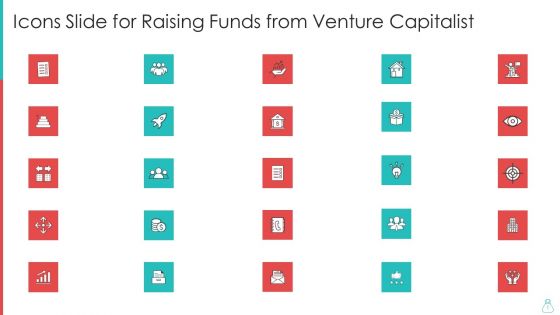 Icons Slide For Raising Funds From Venture Capitalist Mockup PDF