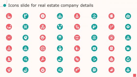 Icons Slide For Real Estate Company Details Ppt PowerPoint Presentation Gallery Ideas PDF