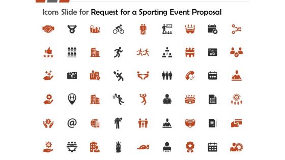 Icons Slide For Request For A Sporting Event Proposal Ppt Infographic Template Display PDF
