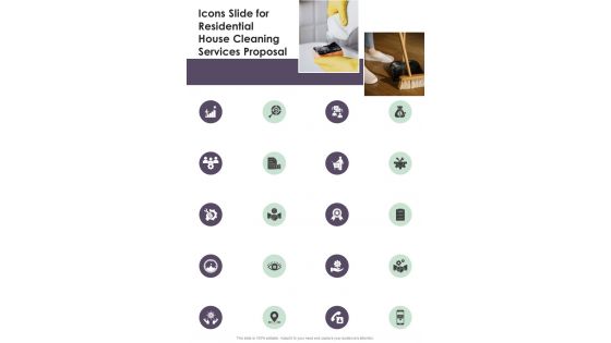 Icons Slide For Residential House Cleaning Services Proposal One Pager Sample Example Document Icons Slide For Residential House Cleaning Services Proposal One Pager Sample Example Document