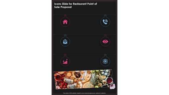 Icons Slide For Restaurant Point Of Sale Proposal One Pager Sample Example Document Icons Slide For Restaurant Point Of Sale Proposal One Pager Sample Example Document