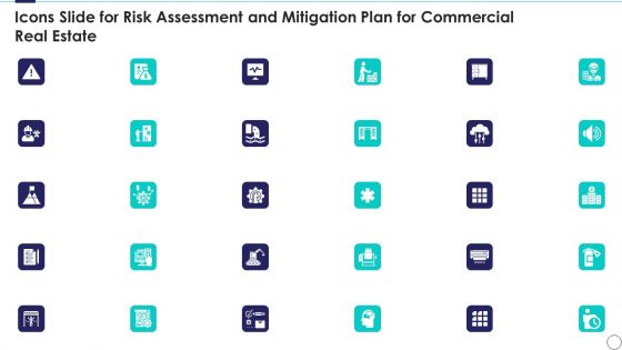 Icons Slide For Risk Assessment And Mitigation Plan For Commercial Real Estate Ppt Infographics Graphic Images PDF