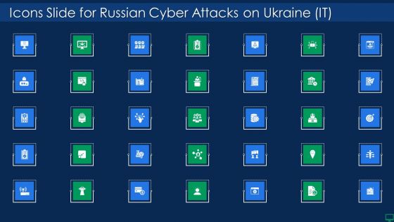 Icons Slide For Russian Cyber Attacks On Ukraine IT Pictures PDF