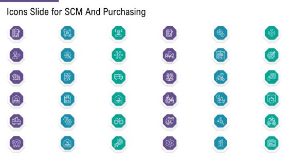 Icons Slide For SCM And Purchasing Ppt Inspiration Gridlines PDF