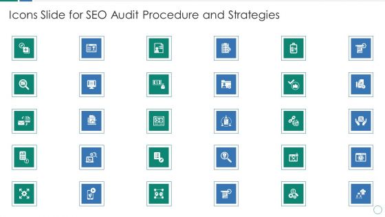 Icons Slide For SEO Audit Procedure And Strategies Ppt Portfolio Demonstration PDF