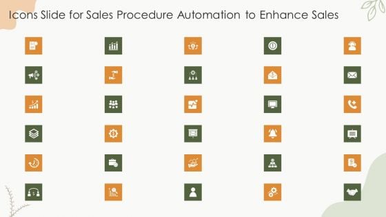 Icons Slide For Sales Procedure Automation To Enhance Sales Elements PDF