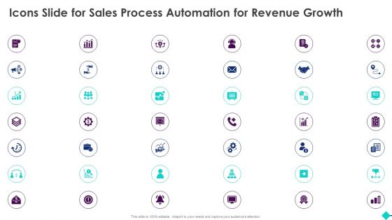 Icons Slide For Sales Process Automation For Revenue Growth Diagrams PDF