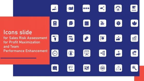 Icons Slide For Sales Risk Assessment For Profit Maximization And Team Performance Enhancement Mockup PDF