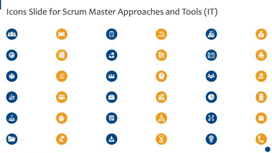 Icons Slide For Scrum Master Approaches And Tools IT Ppt Inspiration Portrait PDF