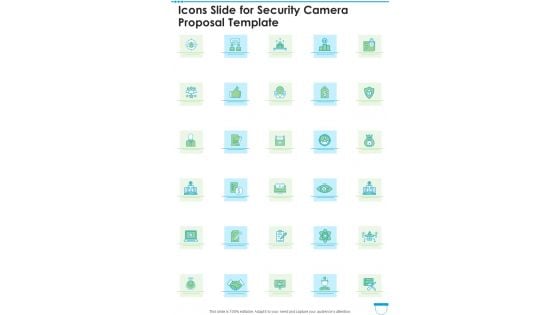 Icons Slide For Security Camera Proposal Template One Pager Sample Example Document