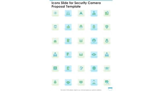 Icons Slide For Security Camera Proposal Template One Pager Sample Example Document Icons Slide For Security Camera Proposal Template One Pager Sample Example Document