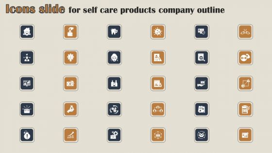 Icons Slide For Self Care Products Company Outline Topics PDF