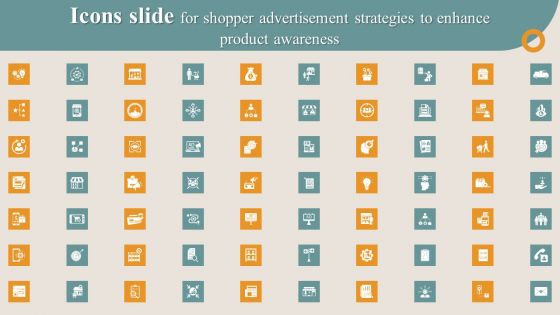 Icons Slide For Shopper Advertisement Strategies To Enhance Product Awareness Topics PDF