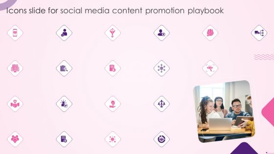 Icons Slide For Social Media Content Promotion Playbook Formats PDF