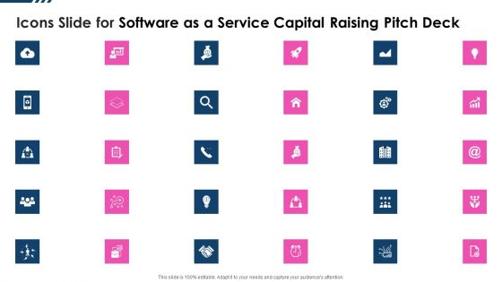 Icons Slide For Software As A Service Capital Raising Pitch Deck Microsoft PDF