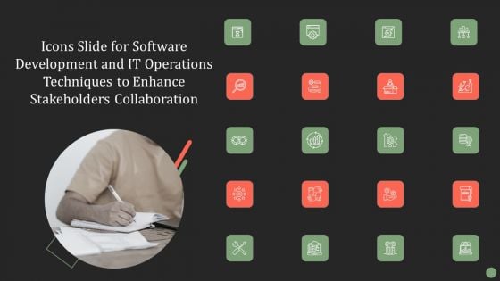 Icons Slide For Software Development IT Operations Techniques Enhance Stakeholders Collaboration Information PDF