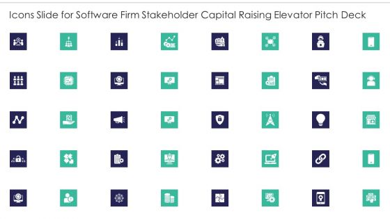 Icons Slide For Software Firm Stakeholder Capital Raising Elevator Pitch Deck Clipart PDF