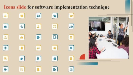 Icons Slide For Software Implementation Technique Clipart PDF