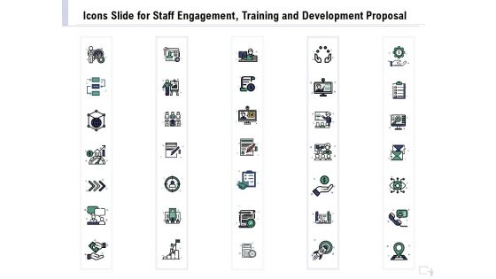 Icons Slide For Staff Engagement Training And Development Proposal Mockup PDF