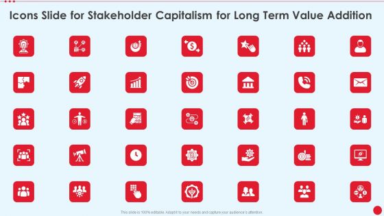 Icons Slide For Stakeholder Capitalism For Long Term Value Addition Introduction PDF