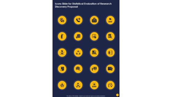 Icons Slide For Statistical Evaluation Of Research Discovery Proposal One Pager Sample Example Document Icons Slide For Statistical Evaluation Of Research Discovery Proposal One Pager Sample Example Document