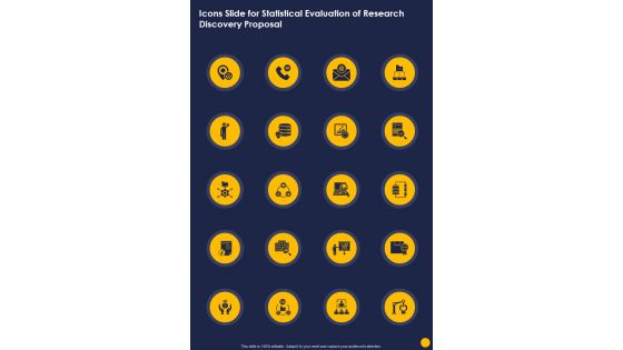 Icons Slide For Statistical Evaluation Of Research Discovery Proposal One Pager Sample Example Document