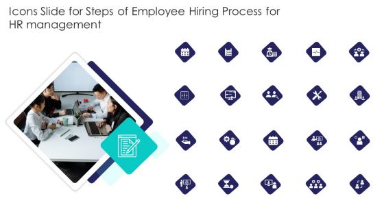 Icons Slide For Steps Of Employee Hiring Process For HR Management Topics PDF