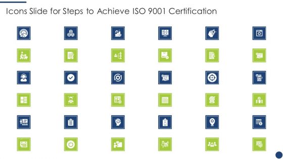 Icons Slide For Steps To Achieve ISO 9001 Certification Microsoft PDF