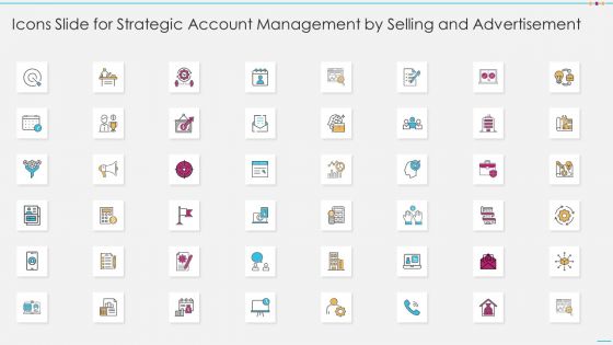 Icons Slide For Strategic Account Management By Selling And Advertisement Themes PDF