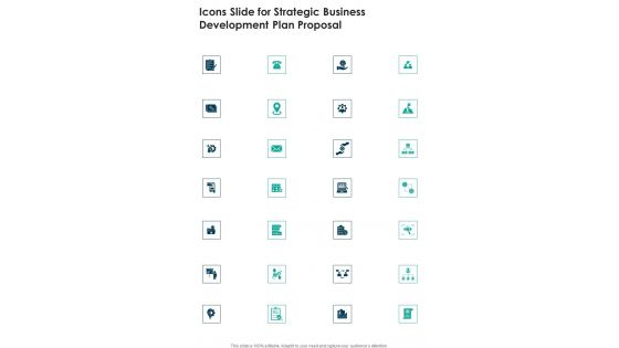 Icons Slide For Strategic Business Development Plan Proposal One Pager Sample Example Document