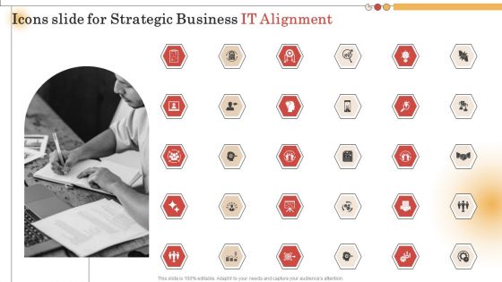 Icons Slide For Strategic Business IT Alignment Ppt Ideas Examples PDF