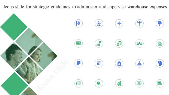 Icons Slide For Strategic Guidelines To Administer And Supervise Warehouse Expenses Formats PDF