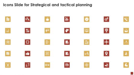 Icons Slide For Strategical And Tactical Planning Ppt PowerPoint Presentation Gallery Diagrams PDF