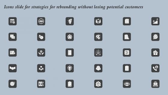 Icons Slide For Strategies For Rebranding Without Losing Potential Customers Introduction PDF