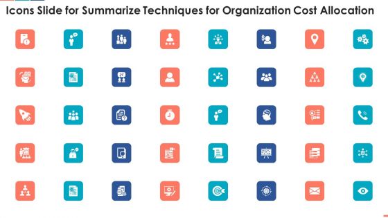Icons Slide For Summarize Techniques For Organization Cost Allocation Clipart PDF