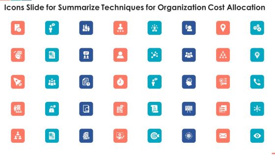 Icons Slide For Summarize Techniques For Organization Cost Allocation Clipart PDF