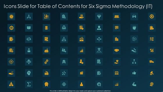 Icons Slide For Table Of Contents For Six Sigma Methodology IT Ppt Infographics Structure PDF