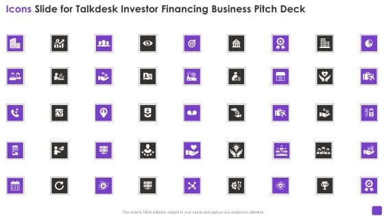 Icons Slide For Talkdesk Investor Financing Business Pitch Deck Sample PDF