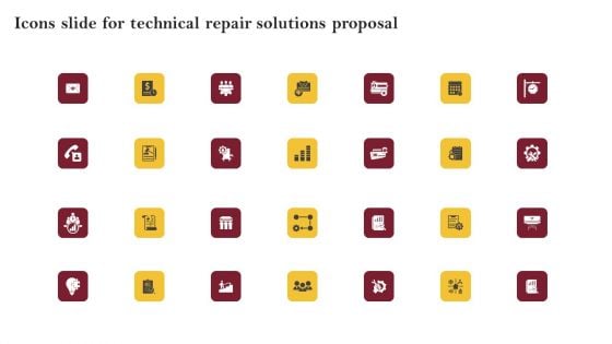 Icons Slide For Technical Repair Solutions Proposal Ideas PDF