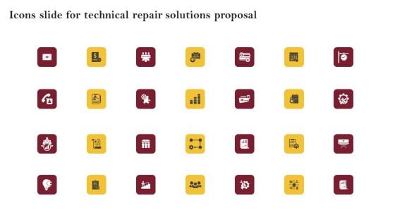 Icons Slide For Technical Repair Solutions Proposal Ideas PDF