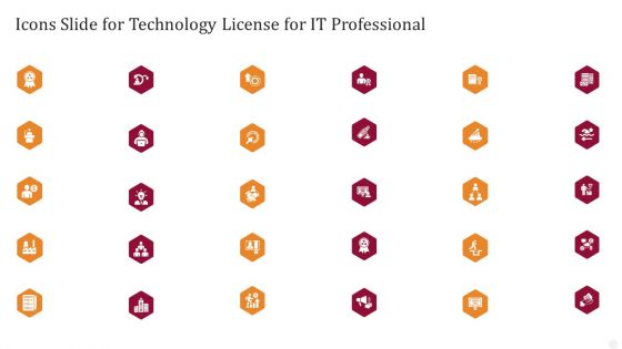 Icons Slide For Technology License For IT Professional Formats PDF