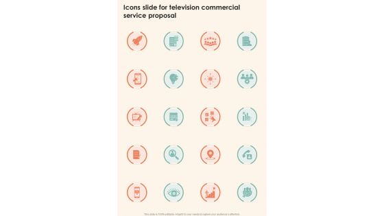 Icons Slide For Television Commercial Service Proposal One Pager Sample Example Document Icons Slide For Television Commercial Service Proposal One Pager Sample Example Document