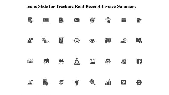 Icons Slide For Tracking Rent Receipt Invoice Summary Ppt File Rules PDF